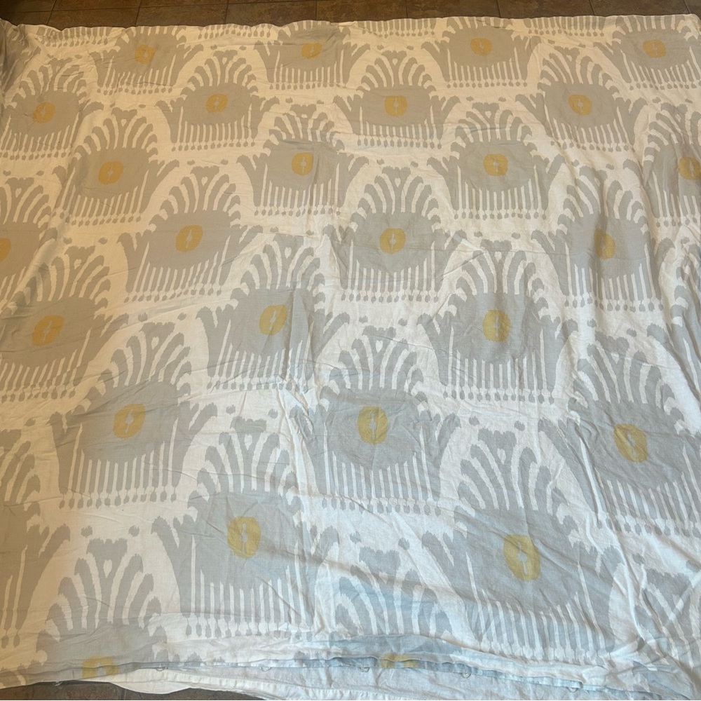 West Elm Duvet Cover King 100% Linen Boho Geometric Patterned Romantic